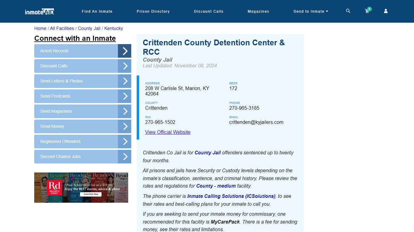 Crittenden County KY Detention Center - Inmate Locator